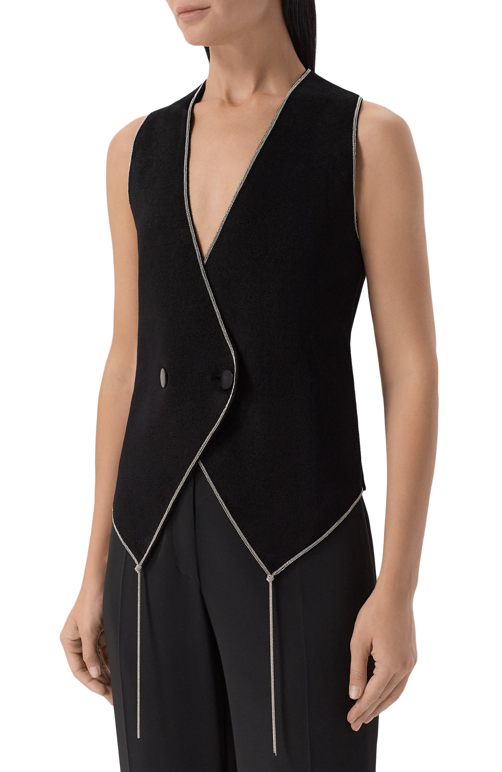 Жилет GIORGIO ARMANI черного цвета по цене 272500 руб., арт. GW004189/AF29357, фото 3 Жилет GIORGIO ARMANI, арт. GW004189/AF29357, фото 3