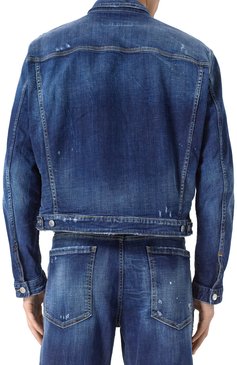 Мужская джинсовая куртка DSQUARED2 синего цвета, арт. S74AM1561/S30664 | Фото 4 (Длина (верхняя одежда): Короткие; Рукава: Длинные; Кросс-КТ: Деним, Легкие; Стили: Кэжуэл; Материал внешний: Деним, Хлопок)