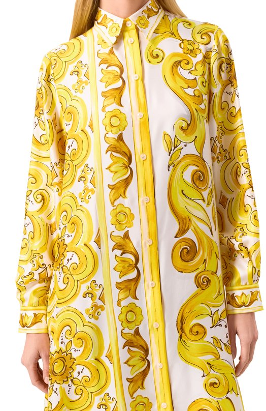 Шелковое платье Dolce & Gabbana F6JDET/HI1TK Жёлтый  F6JDET/HI1TK Фото 5