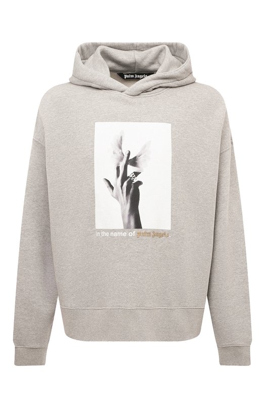 Хлопковое худи Palm Angels PMBB058F23FLE0020801 Серый PMBB058F23FLE0020801