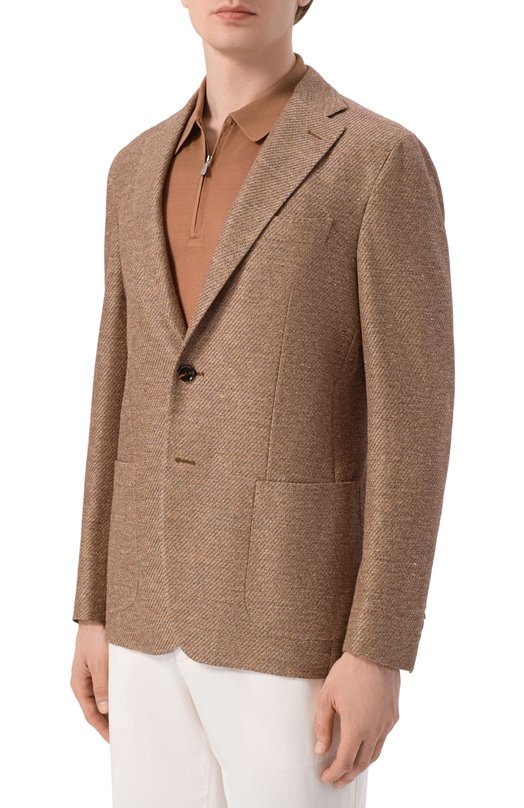 Пиджак изо льна и хлопка Andrea Campagna BIELLA/EE115U Коричневый  BIELLA/EE115U Фото 3