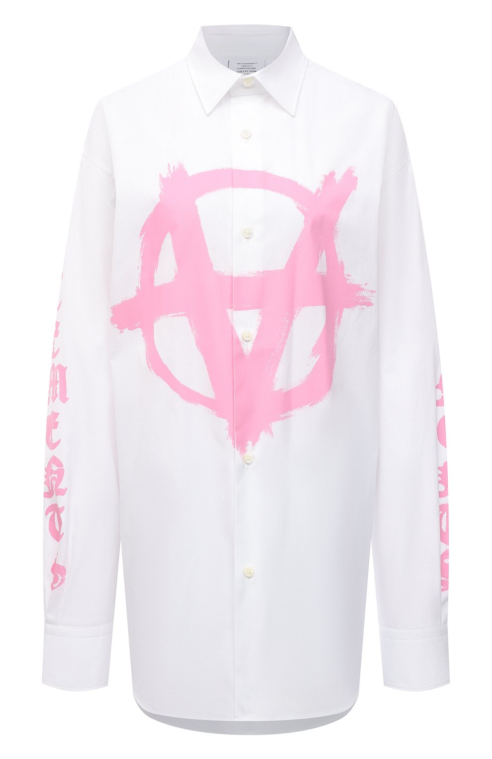 Хлопковая рубашка VETEMENTS белого цвета по цене 103000 руб., арт. UE52SH360W 1000/W, фото 1 Хлопковая рубашка VETEMENTS, арт. UE52SH360W 1000/W, фото 1