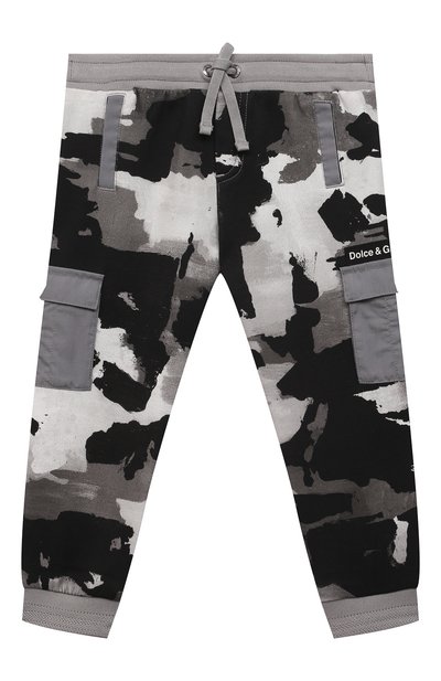 Хлопковые джоггеры DOLCE & GABBANA серого цвета по цене 28500 руб., арт. L1JPCI/HS7E1, фото 1 Хлопковые джоггеры DOLCE & GABBANA, арт. L1JPCI/HS7E1, фото 1