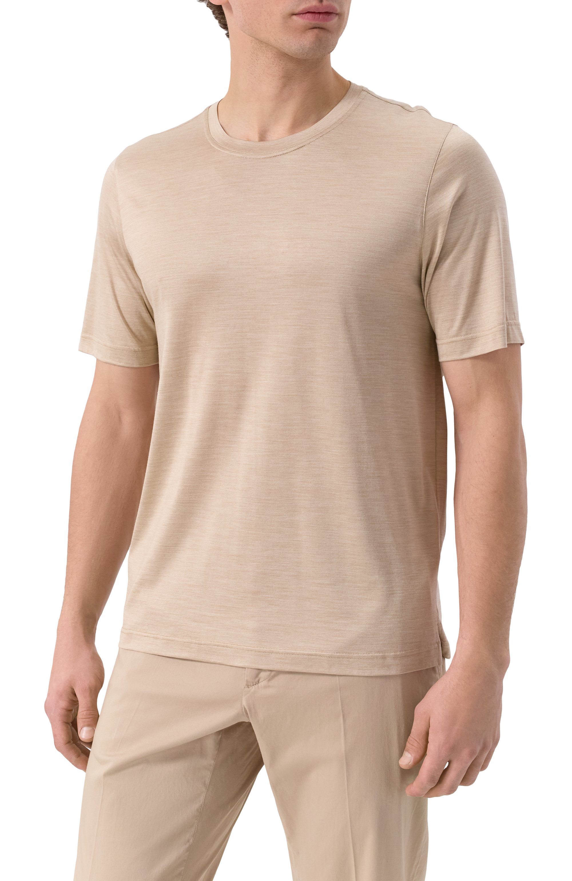 Шелковая футболка GRAN SASSO бежевого цвета по цене 28100 руб., арт. 60133/78311, фото 3 Шелковая футболка GRAN SASSO, арт. 60133/78311, фото 3