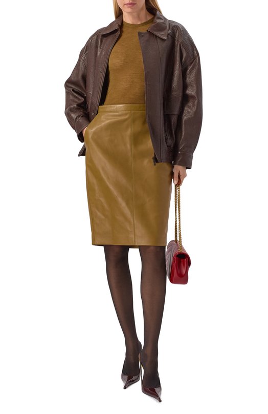 Топ из кашемира и шелка Saint Laurent 849920/Y38BL Хаки  849920/Y38BL Фото 2