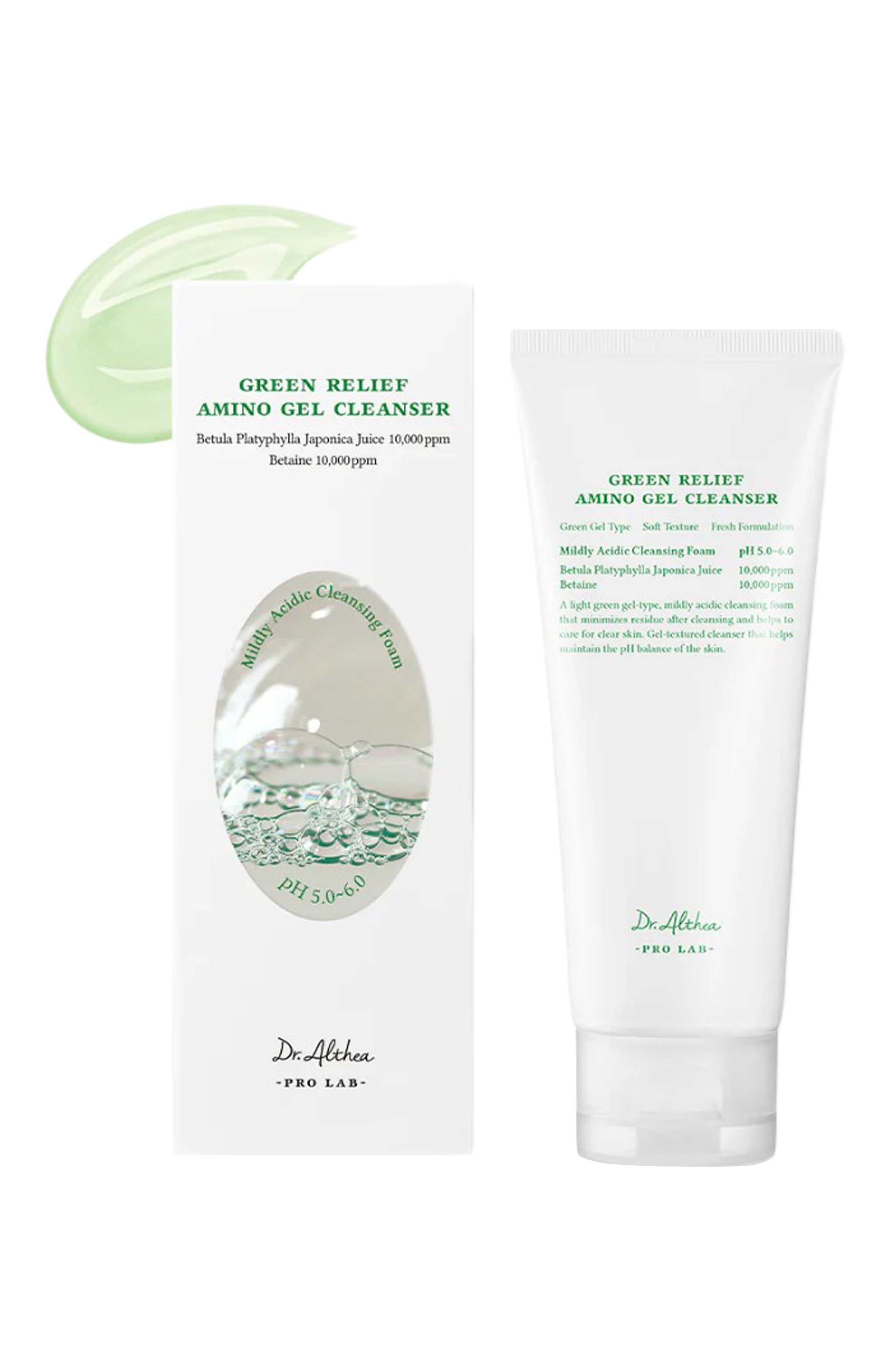 Гелевая пенка для умывания green relief amino gel cleanser (100ml) DR. ALTHEA бесцветного цвета по цене 2400 руб., арт. 254708, фото 2 Гелевая пенка для умывания green relief amino gel cleanser (100ml) DR. ALTHEA, арт. 254708, фото 2