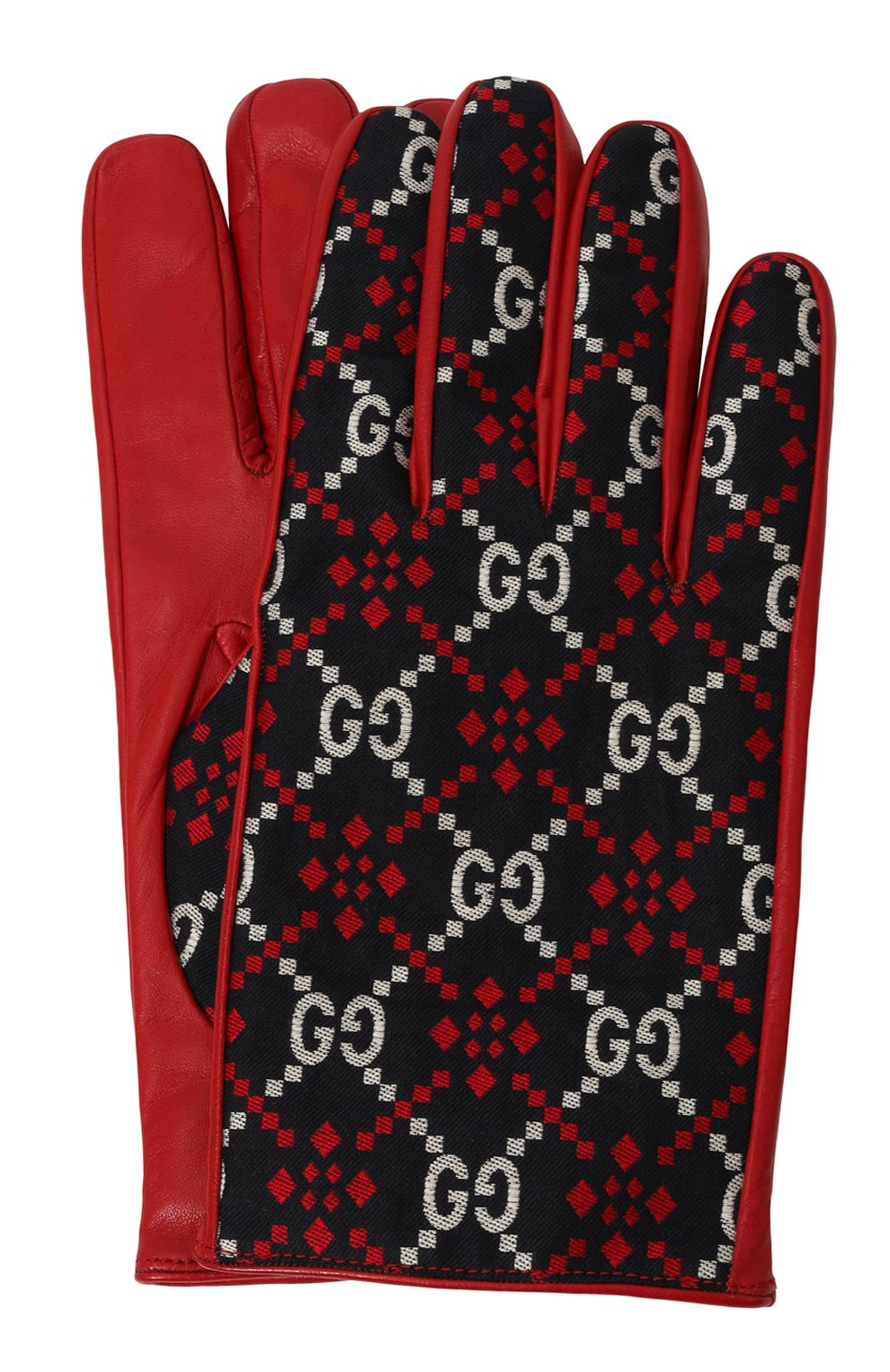 Комбинированные перчатки GUCCI красного цвета по цене 64800 руб., арт. 475389 4SB00, фото 1 Комбинированные перчатки GUCCI, арт. 475389 4SB00, фото 1
