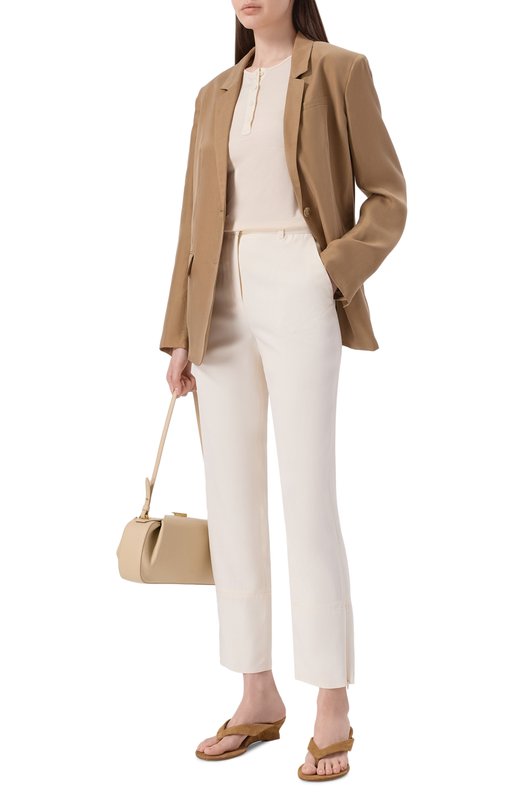 Лонгслив из шелка 12 STOREEZ 136691 Кремовый  136691 Фото 2