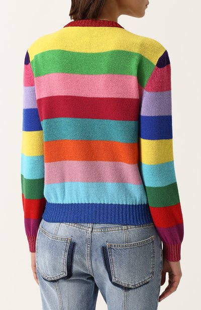 Шерстяной пуловер в полоску с вышивкой пайетками GUCCI, арт. 482370/X9D52, фото 4