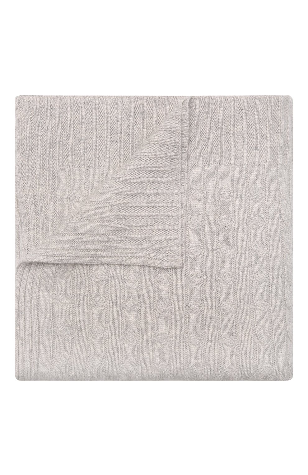 Кашемировый плед cable RALPH LAUREN светло-серого цвета по цене 54300 руб., арт. 650511448, фото 1 Кашемировый плед cable RALPH LAUREN, арт. 650511448, фото 1