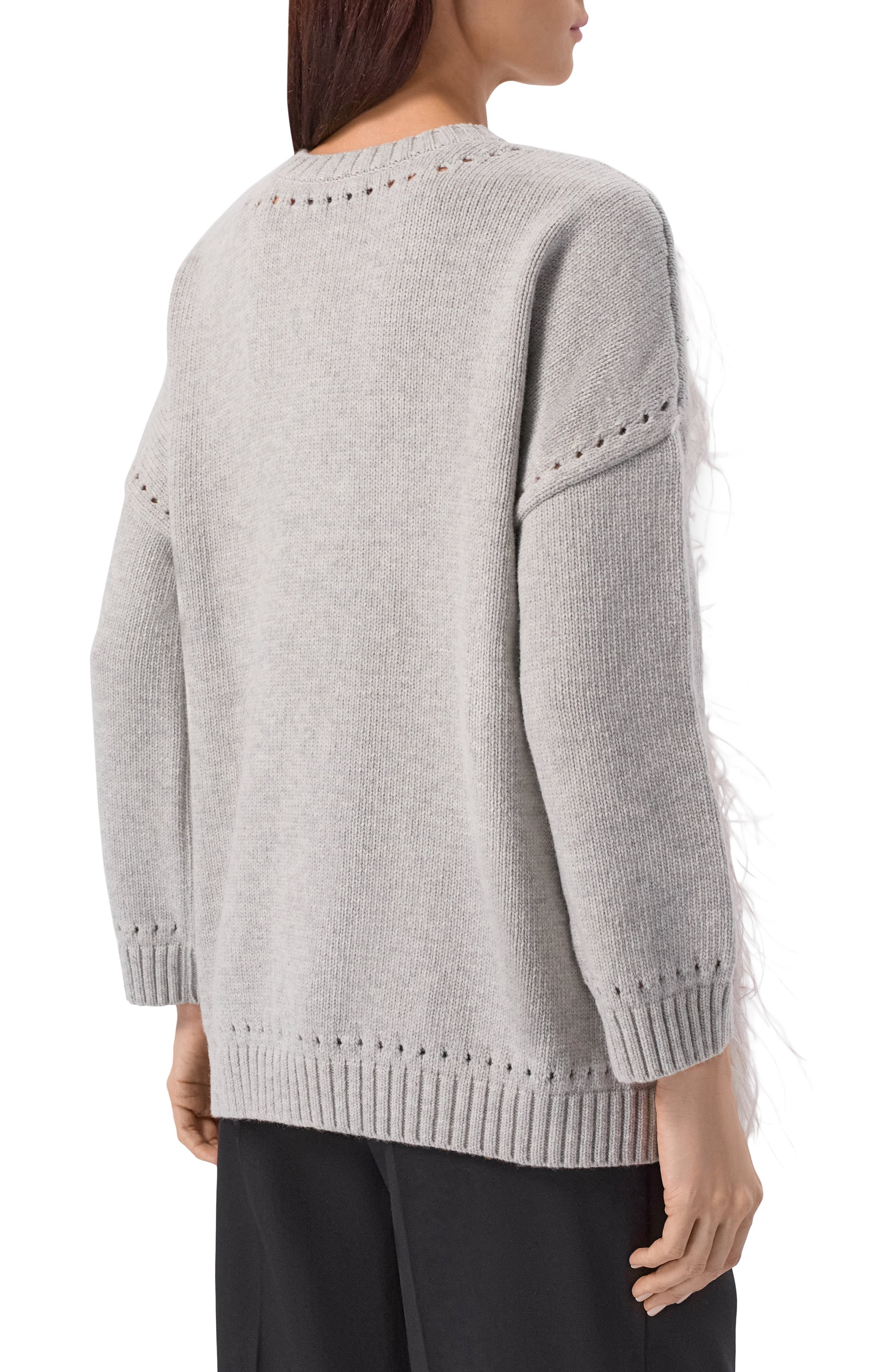 Шерстяной кардиган с отделкой перьями DICE KAYEK, арт. PF25K80520 LCR GREY, фото 4