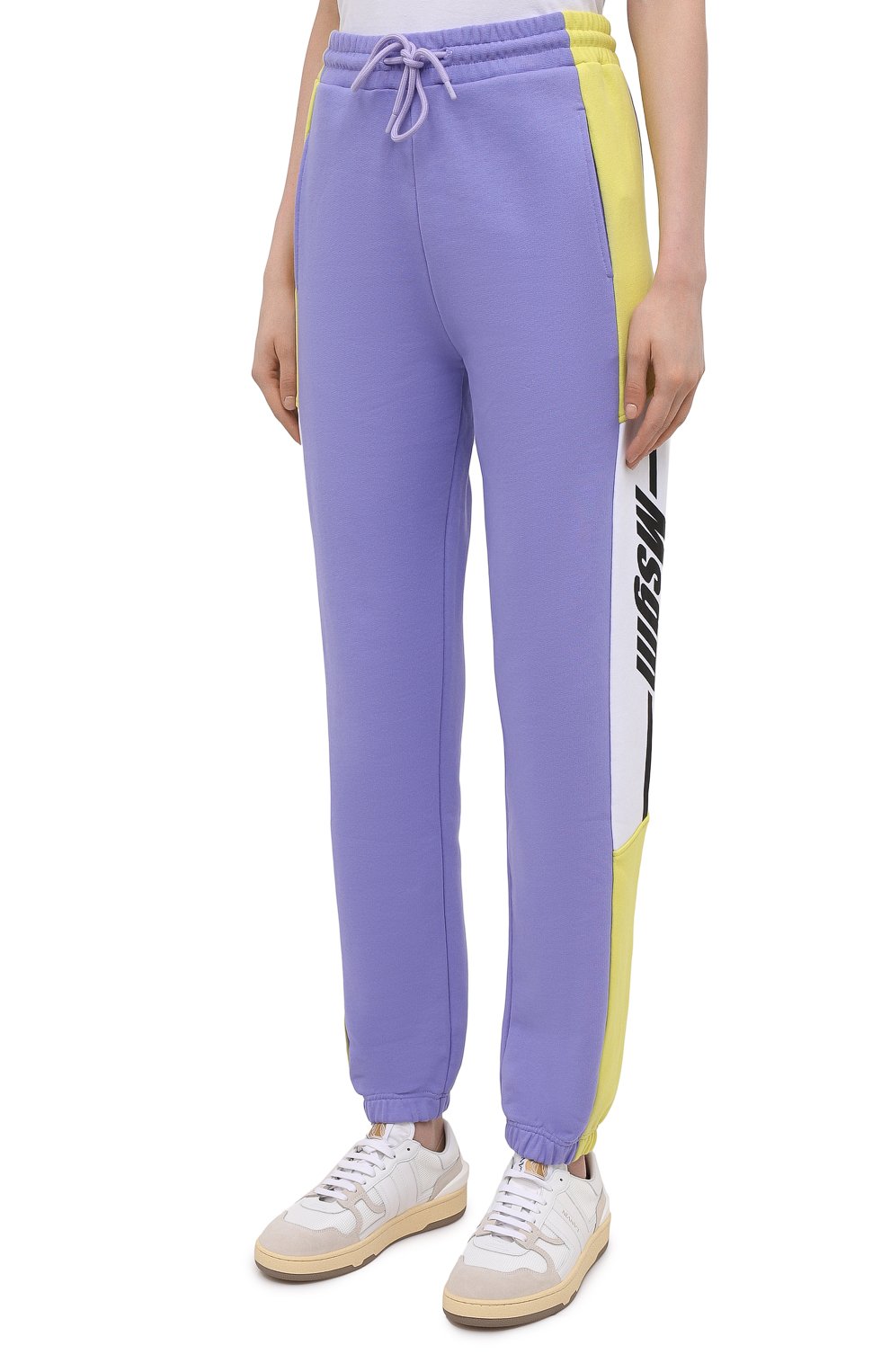 Хлопковые джоггеры MSGM сиреневого цвета по цене 35850 руб., арт. 3041MDP62 217299, фото 3 Хлопковые джоггеры MSGM, арт. 3041MDP62 217299, фото 3