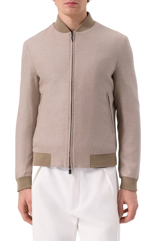 Бомбер из шелка и шерсти Corneliani 25L588-2518264 Бежевый  25L588-2518264 Фото 3