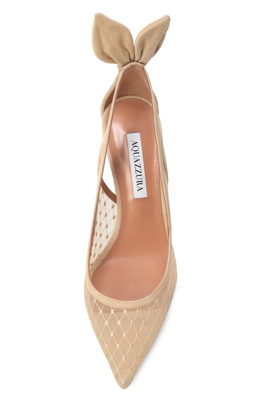Туфли Bow Tie Net 85 Aquazzura DNNMIDP1/FMS Бежевый  DNNMIDP1/FMS Фото 6