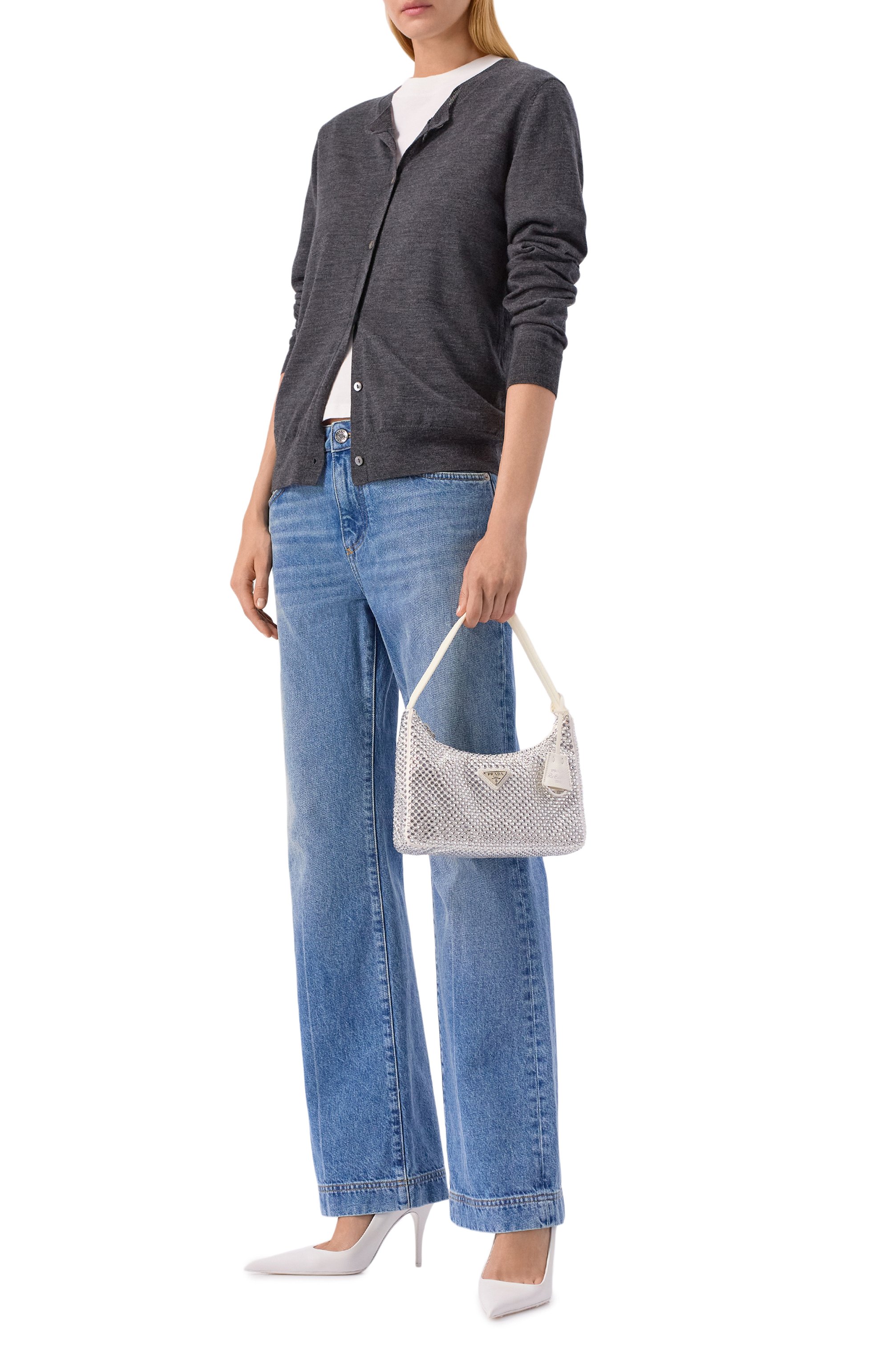 Сумка re-edition 2000 mini PRADA белого цвета по цене 289500 руб., арт. 1NE515/2AWL, фото 7 Сумка re-edition 2000 mini PRADA, арт. 1NE515/2AWL, фото 7