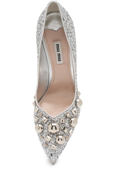 Туфли с глиттером и заклепками на шпильке MIU MIU, арт. 5I242B/36B, фото 5