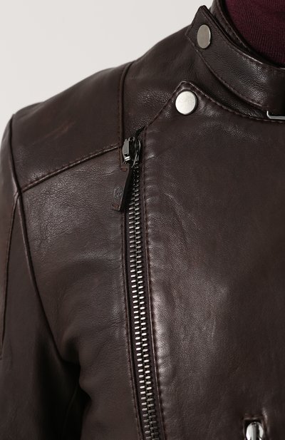 Кожаная куртка с косой молнией и воротником-стойкой GIORGIO ARMANI, арт. ZSR06P/ZSP08, фото 5