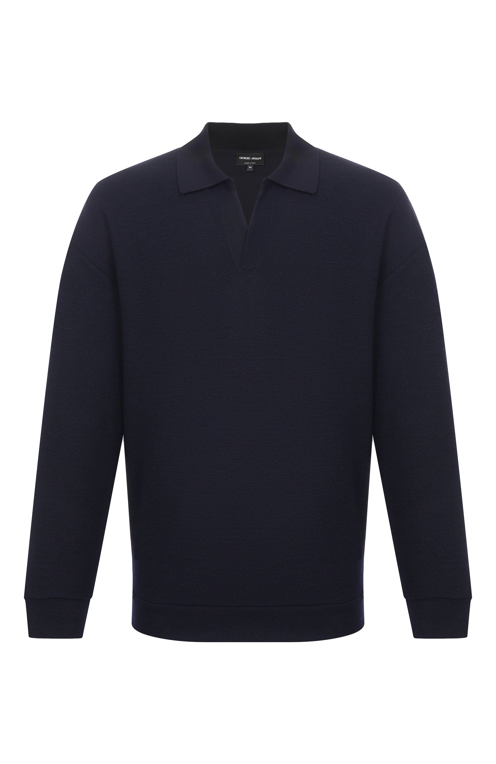 Шерстяное поло GIORGIO ARMANI темно-синего цвета по цене 126500 руб., арт. GM004548/TE23762, фото 1 Шерстяное поло GIORGIO ARMANI, арт. GM004548/TE23762, фото 1