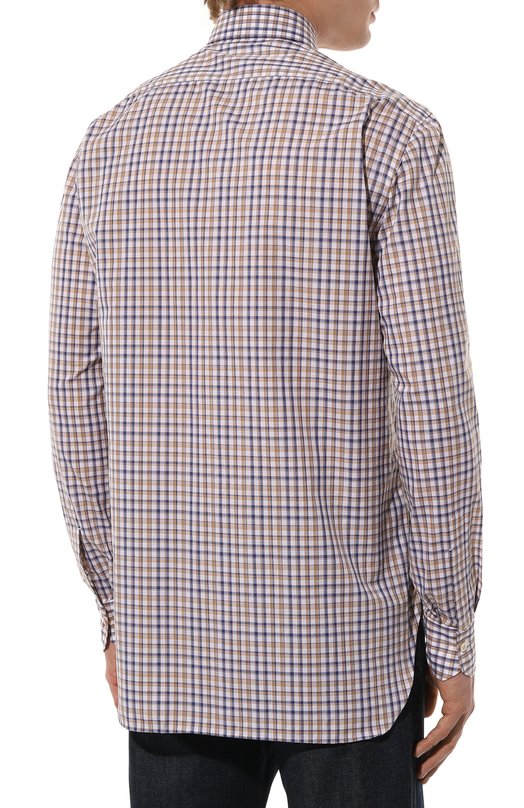 Хлопковая рубашка Kiton UCIH08879 Бежевый  UCIH08879 Фото 4