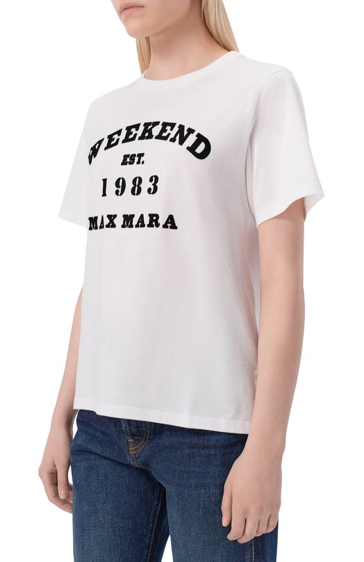Хлопковая футболка Weekend Max Mara TENUE Белый  TENUE Фото 3