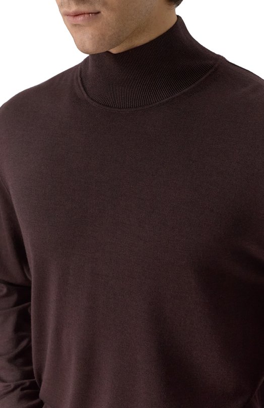 Водолазка из шерсти и шелка BOSS 50550015 Коричневый  50550015 Фото 5