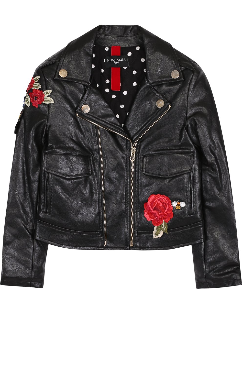 Куртка из эко-кожи с аппликациями MONNALISA, арт. 490103, фото 1