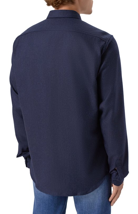 Шерстяная рубашка Kiton UMCBUBAK0167G01 Синий  UMCBUBAK0167G01 Фото 4