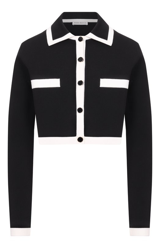 Кардиган из хлопка и вискозы Nina Ricci 26PMCR001/ML0596 Чёрный 26PMCR001/ML0596