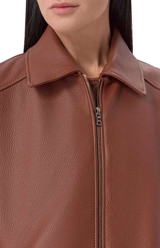 Кожаный бомбер Maslov SMB63 Коричневый  SMB63 Фото 5