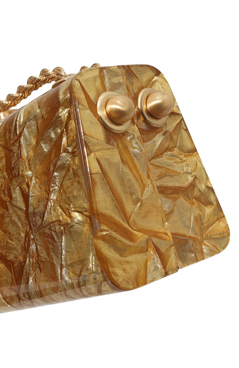 Женская сумка hajar CULT GAIA золотого цвета, арт. SH2674P1 G0LD | Фото 3 (Женское Кросс-КТ: Вечерняя сумка; Материал сплава: Проставлено; Размер: mini; Драгоценные камни: Проставлено; Материал: Экокожа)