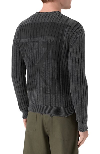 Хлопковый джемпер OFF-WHITE темно-серого цвета по цене 68300 руб., арт. 0MHE20BF25KNI001, фото 4 Хлопковый джемпер OFF-WHITE, арт. 0MHE20BF25KNI001, фото 4