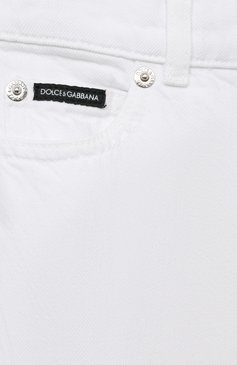 Детские джинсы DOLCE & GABBANA белого цвета, арт. L42F67/LDC32/8-12+ | Фото 3 (Детали: Декор; Материал сплава: Проставлено; Нос: Не проставлено; Материал внешний: Хлопок)