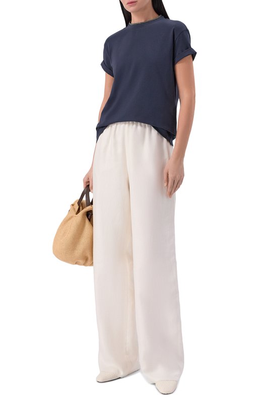 Хлопковая футболка Brunello Cucinelli M0T18BD200 Синий  M0T18BD200 Фото 2