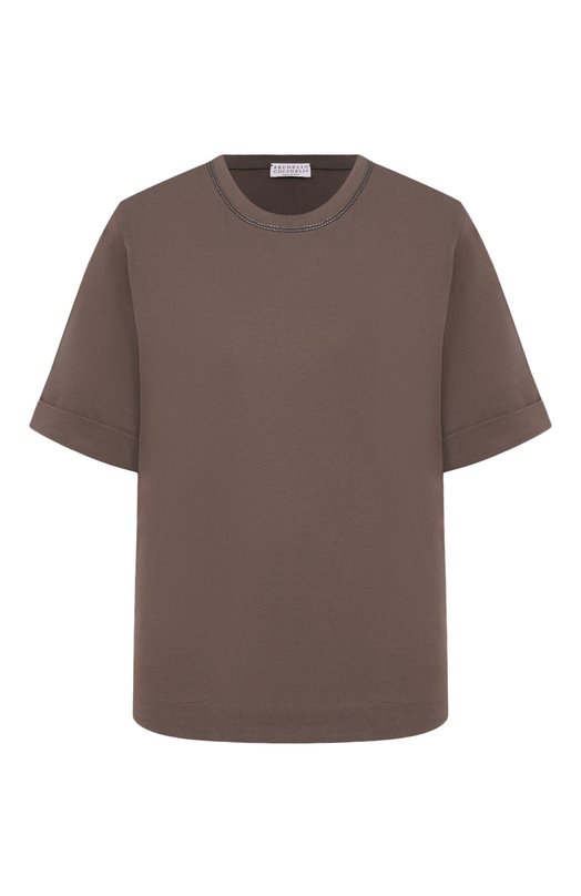Хлопковая футболка Brunello Cucinelli M0T81BZ100 Коричневый M0T81BZ100