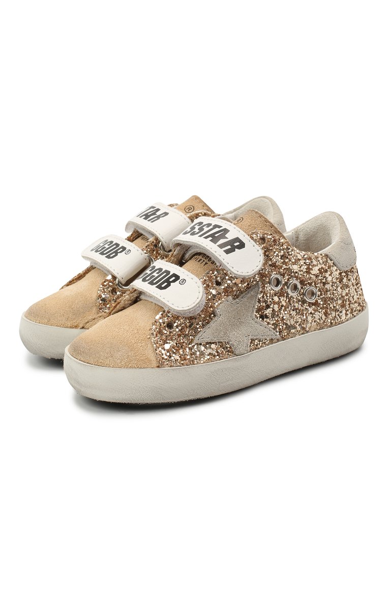 Детские кеды superstar GOLDEN GOOSE DELUXE BRAND бежевого цвета, арт. GJF00111.F000423 | Фото 1 (Материал внутренний: Натуральная кожа, Текстиль; Материал внешний: Экокожа, Натуральная кожа; Кросс-КТ: велькро; Девочки Кросс-КТ: Обувь-низкие; Нос: Не проставлено; Материал сплава: Проставлено; Р�егиональные ограничения белый список (Axapta Mercury): Не проставлено)