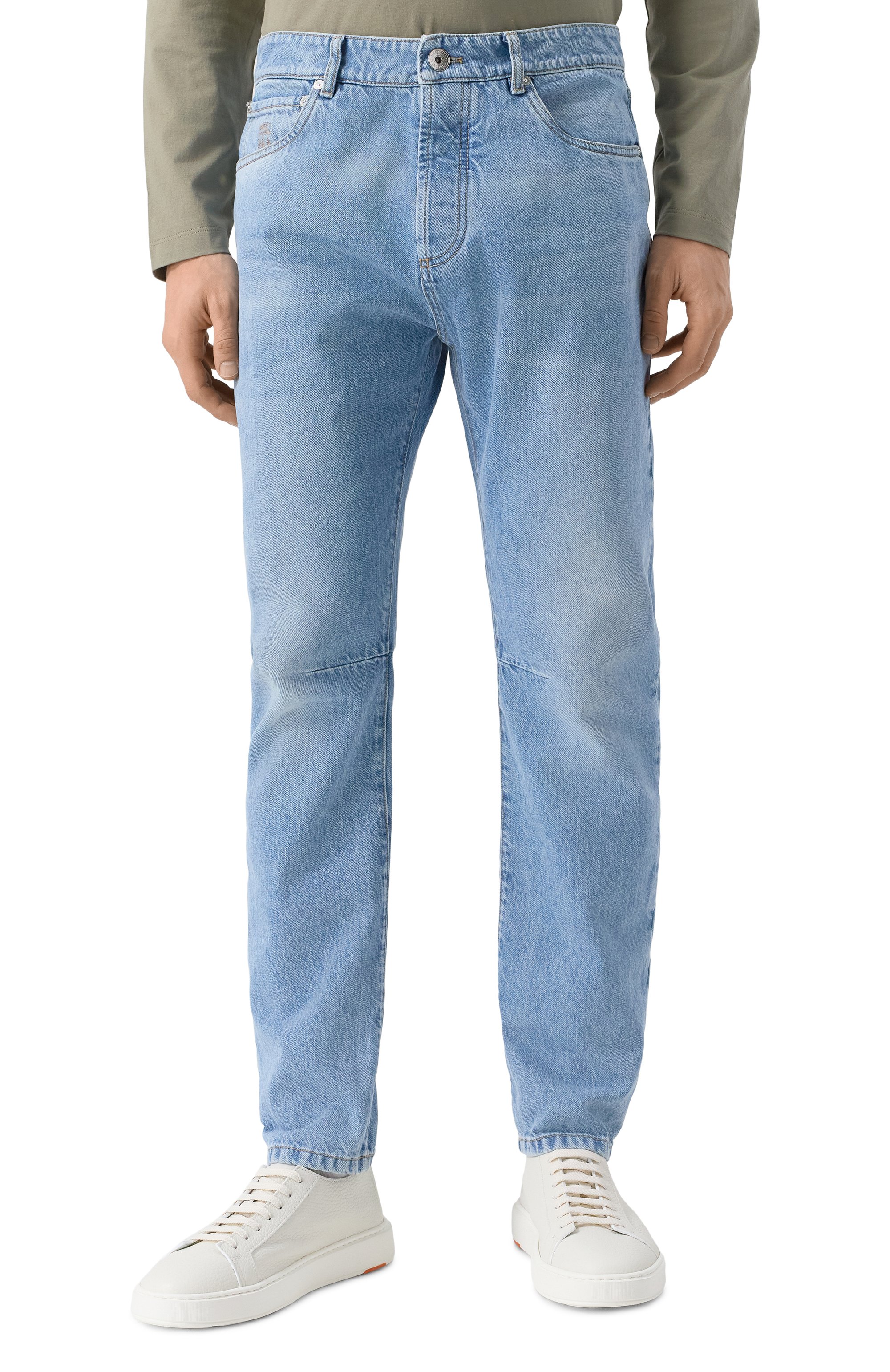 Джинсы leisure fit BRUNELLO CUCINELLI голубого цвета по цене 119000 руб., арт. M241PB2347, фото 3 Джинсы leisure fit BRUNELLO CUCINELLI, арт. M241PB2347, фото 3