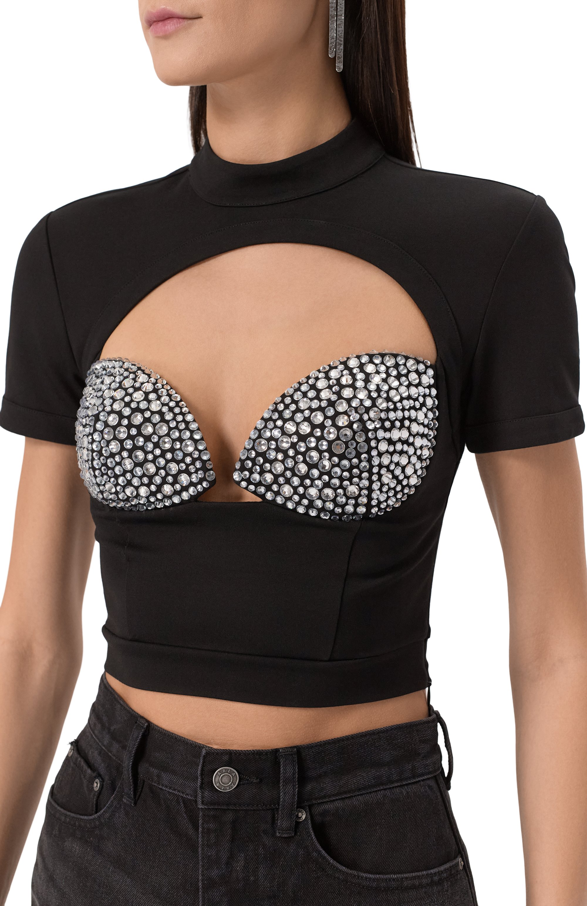 Топ из вискозы с отделкой стразами AREA, арт. RS25AWTP0068FA01, фото 5