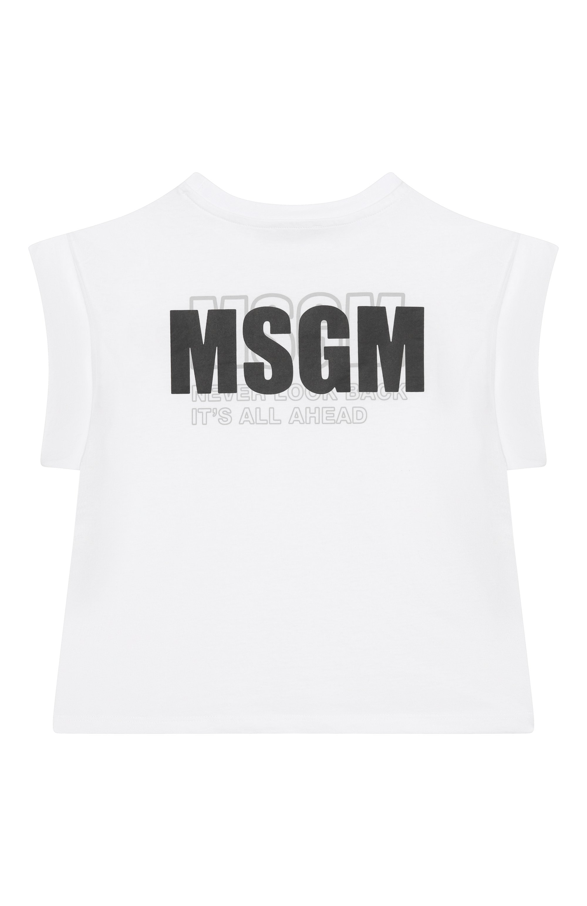 Хлопковая футболка MSGM KIDS белого цвета по цене 6645 руб., арт. S5MSJGTH083, фото 2 Хлопковая футболка MSGM KIDS, арт. S5MSJGTH083, фото 2