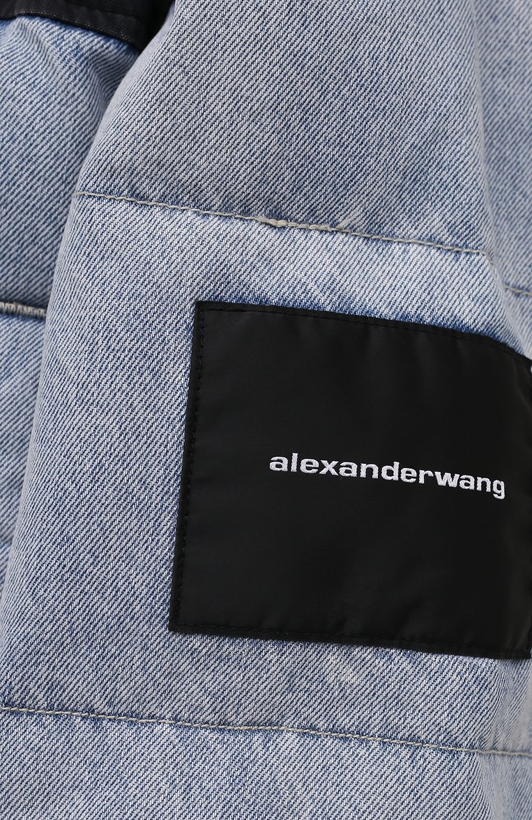 Женский пуховик DENIM X ALEXANDER WANG голубого цвета, арт. 4DC4212010 | Фото 5 (Материал внешний: Хлопок; Длина (верхняя одежда): Короткие; Материал подклада: Синтетический материал; Рукава: Длинные; Кросс-КТ: Пуховик; Стили: Спорт-шик; Материал сплава: Проставлено; Драгоценные камни: Проставлено)