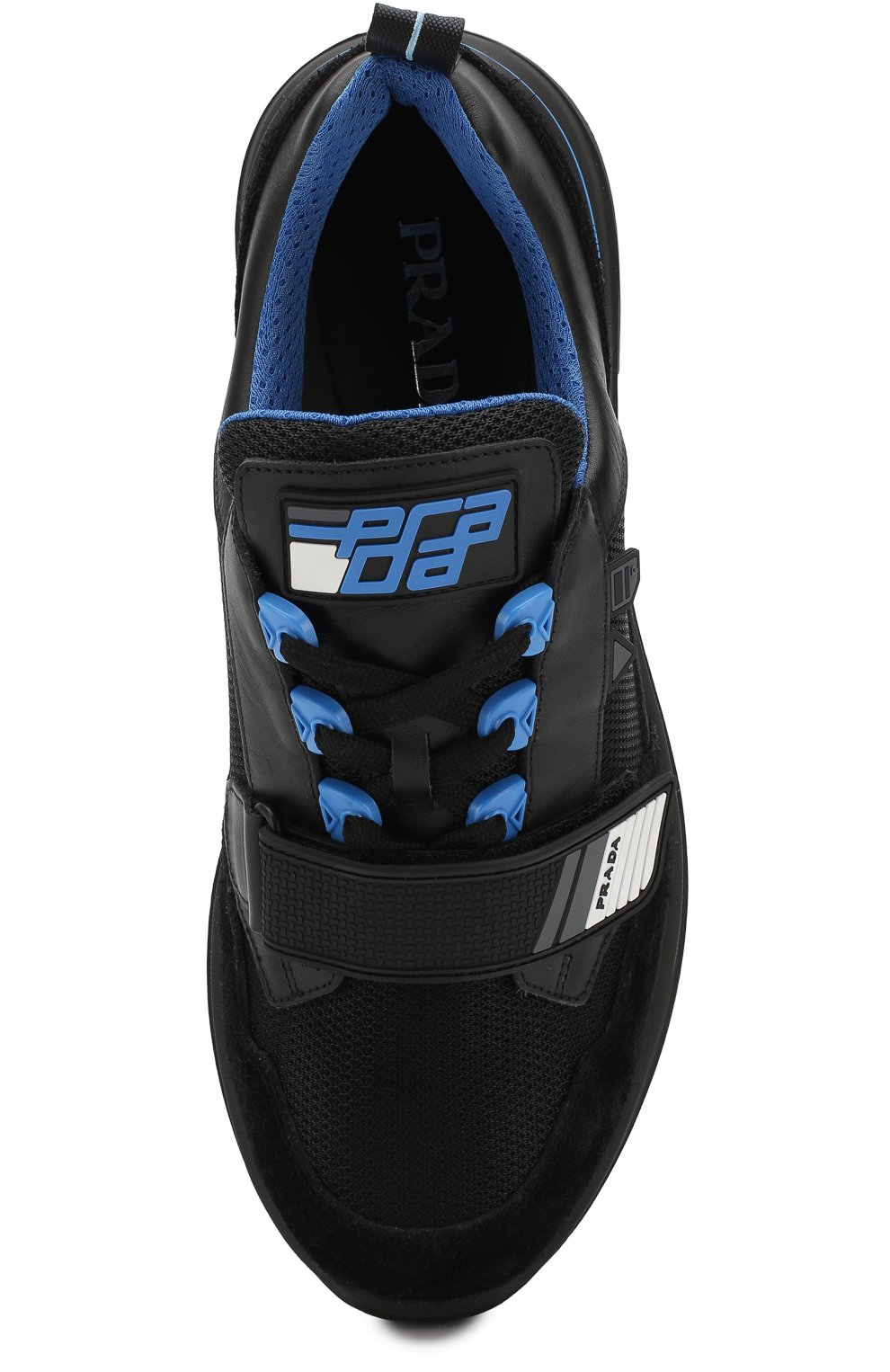 Текстильные кроссовки на шнуровке с застежкой велькро PRADA, арт. 2EG266-3V71-F0D8J, фото 5
