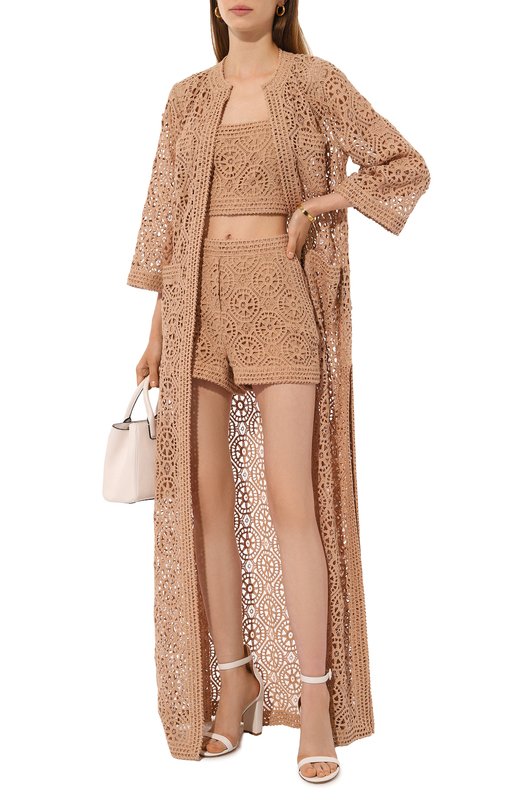 Шорты из хлопка и шелка Elie Saab P0039N Бежевый  P0039N Фото 2