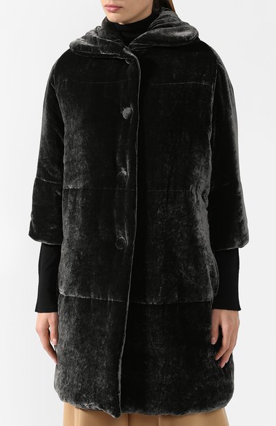 Бархатный пуховик с отложным воротником MONTECORE, арт. 2526C460/182801, фото 3