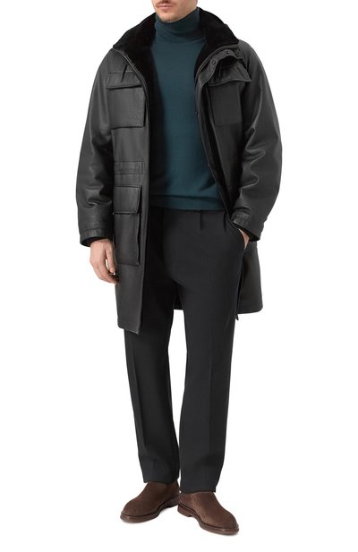 Кожаное пальто с подкладкой из бобра MVST черного цвета по цене 1180000 руб., арт. M25.1PM.0007/BIG SIZE/CERV0 SILKY, фото 2 Кожаное пальто с подкладкой из бобра MVST, арт. M25.1PM.0007/BIG SIZE/CERV0 SILKY, фото 2