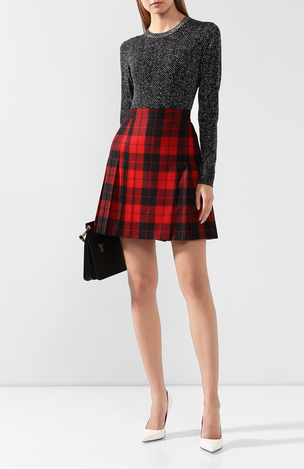 Шерстяная юбка DOLCE & GABBANA красного цвета по цене 56700 руб., арт. F4BDDT/FQMG6, фото 2 Шерстяная юбка DOLCE & GABBANA, арт. F4BDDT/FQMG6, фото 2