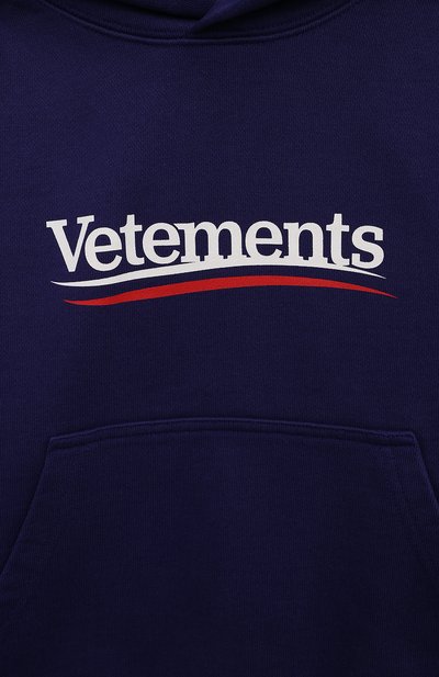 Хлопковое худи VETEMENTS темно-синего цвета по цене 49400 руб., арт. KA10HD160N, фото 3 Хлопковое худи VETEMENTS, арт. KA10HD160N, фото 3