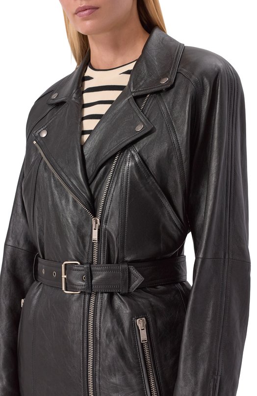 Кожаное пальто Saint Laurent 798778/YCNV2 Чёрный  798778/YCNV2 Фото 5