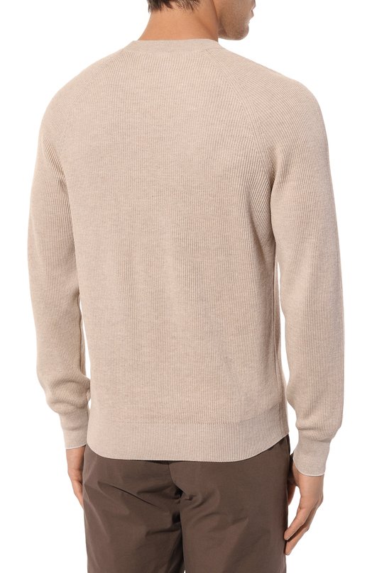 Хлопковый джемпер Brunello Cucinelli M29400100 Бежевый  M29400100 Фото 4