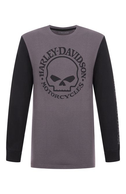 Мужская хлопковый лонгслив HARLEY-DAVIDSON серого цвета, арт. 99091-24VM | Фото 1 (Рукава: Длинные; Автоматизация ТО: Проставлено; Длина (для топов): Стандартные; Автоматизация состава: Проставлено)