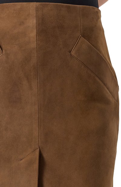 Замшевая юбка JACOB LEE коричневого цвета по цене 212500 руб., арт. WLS093SS25DC, фото 5 Замшевая юбка JACOB LEE, арт. WLS093SS25DC, фото 5