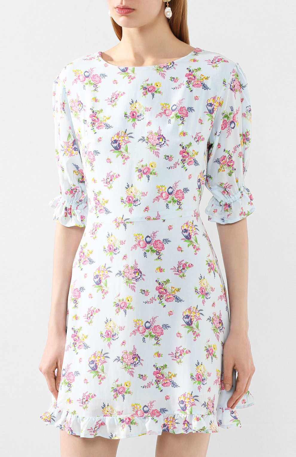 Мини-платье FAITHFULL THE BRAND голубого цвета по цене 19700 руб., арт. FF1509, фото 3 Мини-платье FAITHFULL THE BRAND, арт. FF1509, фото 3